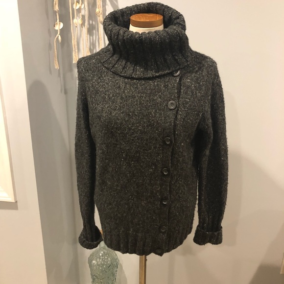 BCBGMaxAzria grey asymmetrical button sweater - Picture 6 of 8